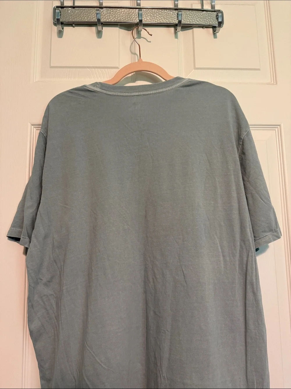 The North Face Sage Green Tee with Navy 'Never Stop Exploring' Print
